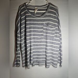 Blu Pepper, designed in California, gray and white striped sweater, womens M